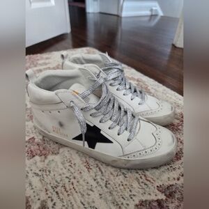 Golden Goose Mid Star Sneakers with Silver and Black